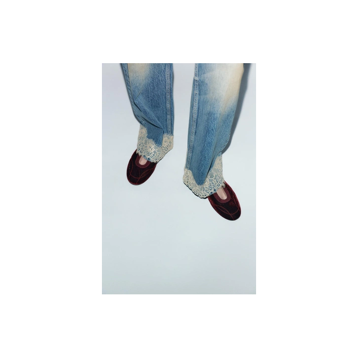 БАЛЕТКИ С ЭФФЕКТОМ ВЕЛЮРА И ПРОШИВКОЙ