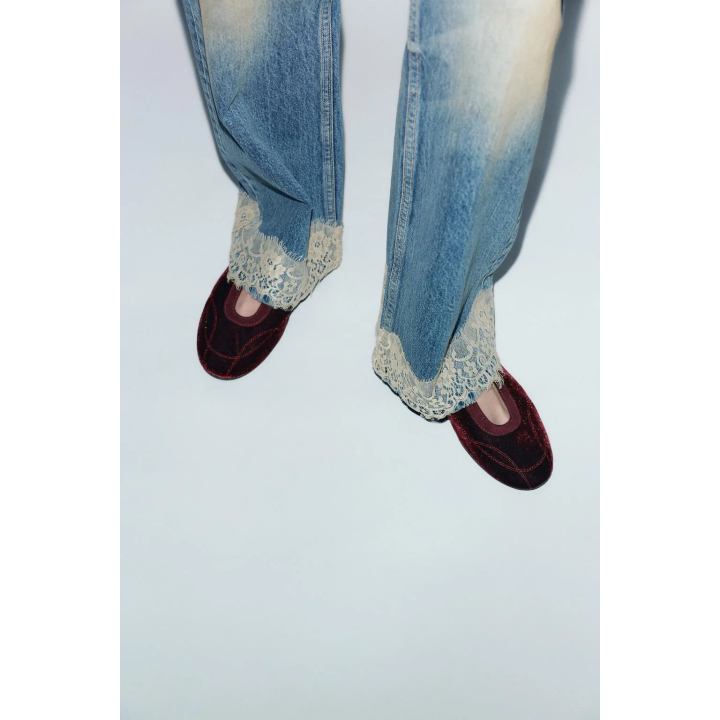 БАЛЕТКИ С ЭФФЕКТОМ ВЕЛЮРА И ПРОШИВКОЙ