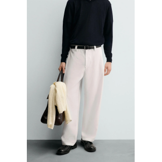 БРЮКИ ИЗ СТРУЯЩЕЙСЯ ТКАНИ СО СКЛАДКАМИ ПО БОКАМ