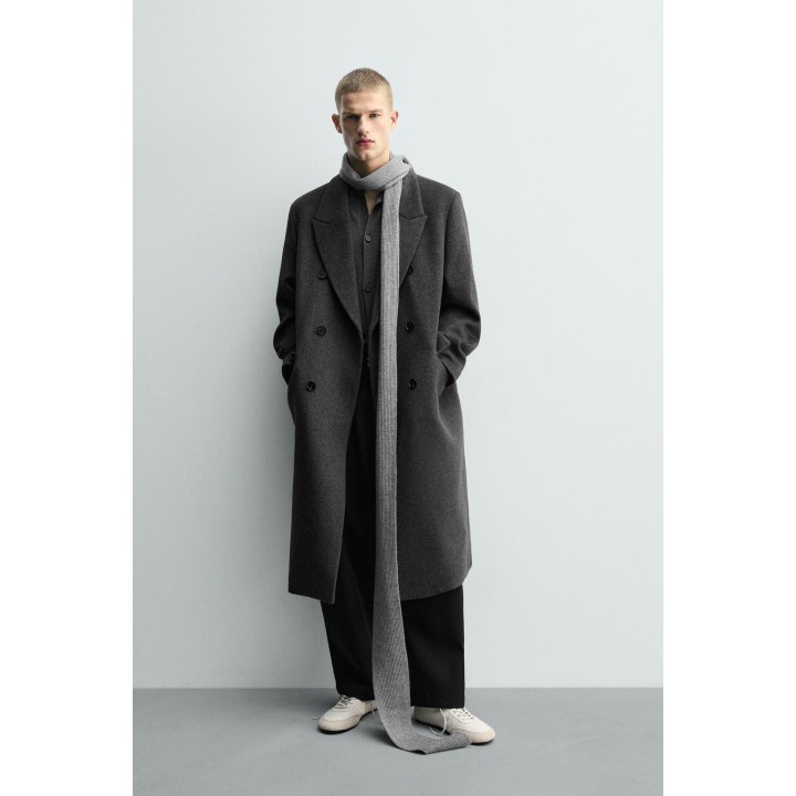 ДВУБОРТНОЕ ПАЛЬТО ИЗ СМЕСОВОЙ ШЕРСТИ