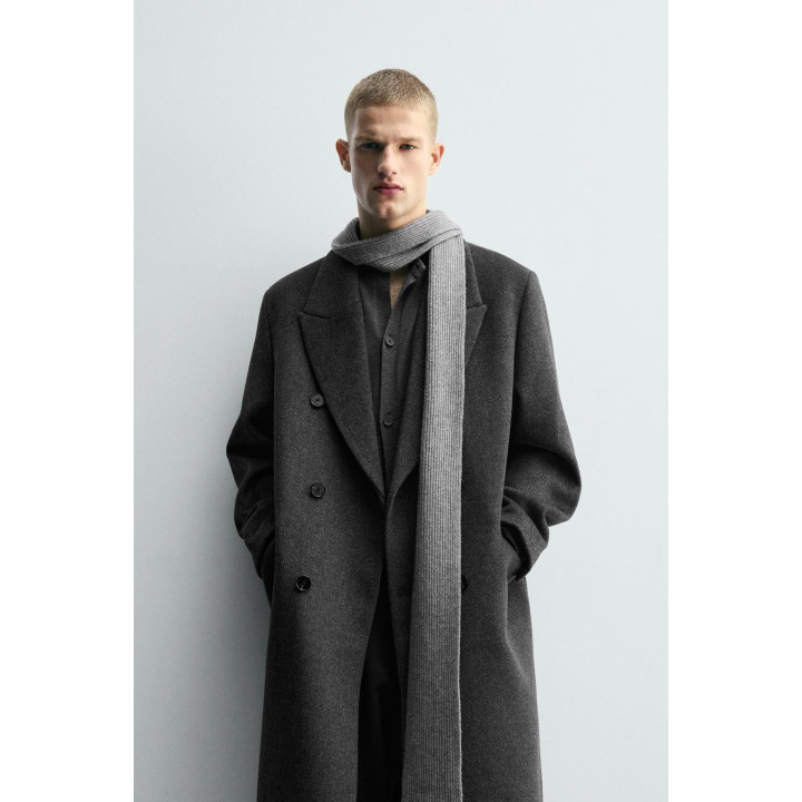 ДВУБОРТНОЕ ПАЛЬТО ИЗ СМЕСОВОЙ ШЕРСТИ