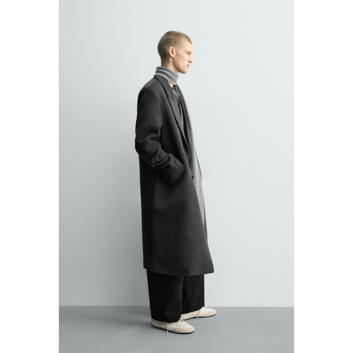 ДВУБОРТНОЕ ПАЛЬТО ИЗ СМЕСОВОЙ ШЕРСТИ