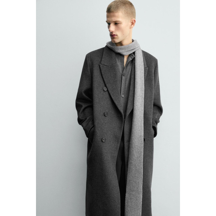 ДВУБОРТНОЕ ПАЛЬТО ИЗ СМЕСОВОЙ ШЕРСТИ