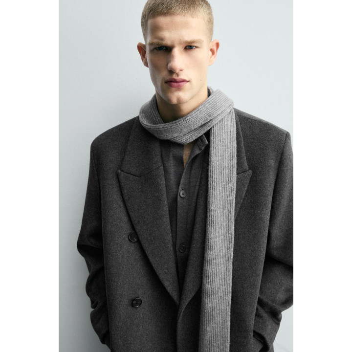 ДВУБОРТНОЕ ПАЛЬТО ИЗ СМЕСОВОЙ ШЕРСТИ