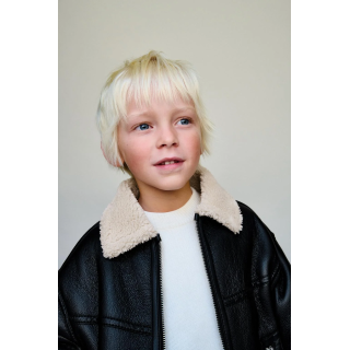 Полушерстяной куртка с эффектом кожи