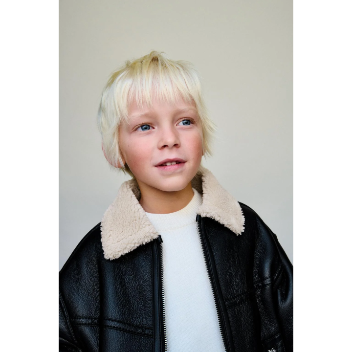 Полушерстяной куртка с эффектом кожи