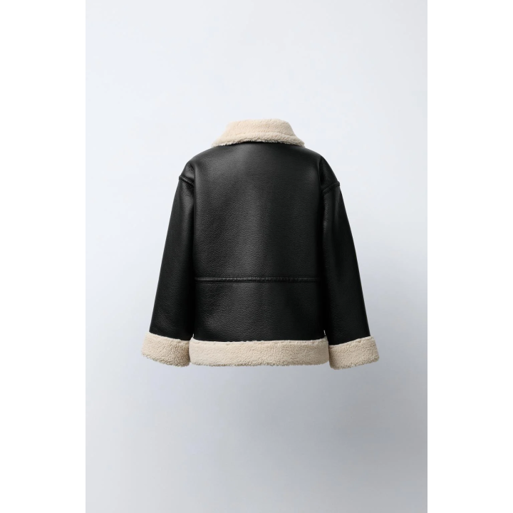 Полушерстяной куртка с эффектом кожи