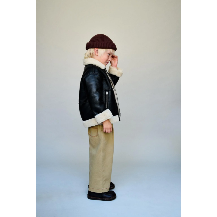 Полушерстяной куртка с эффектом кожи