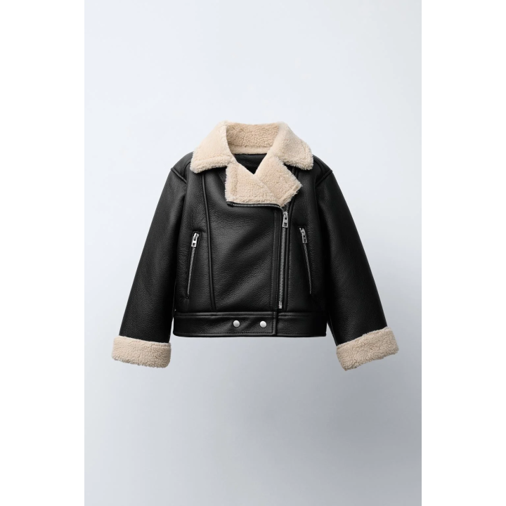 КУРТКА ИЗ ИСКУССТВЕННОЙ КОЖИ С ИСКУССТВЕННОЙ ОВЧИНОЙ