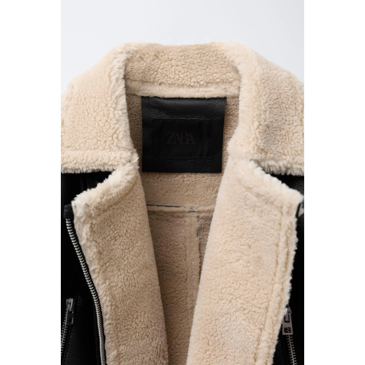 КУРТКА ИЗ ИСКУССТВЕННОЙ КОЖИ С ИСКУССТВЕННОЙ ОВЧИНОЙ