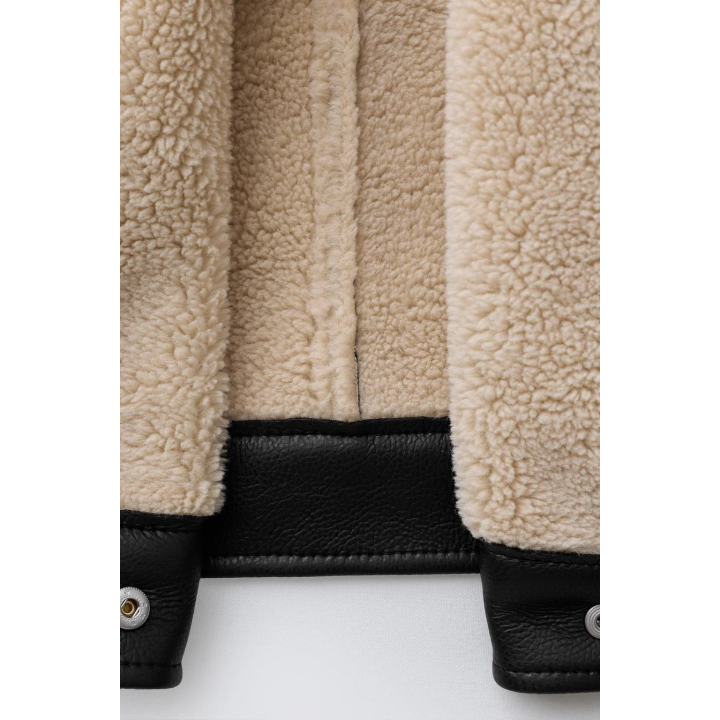 КУРТКА ИЗ ИСКУССТВЕННОЙ КОЖИ С ИСКУССТВЕННОЙ ОВЧИНОЙ