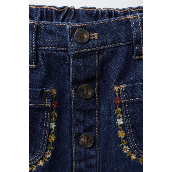 ДЖИНСОВАЯ ЮБКА С ВЫШИТЫМИ ЦВЕТАМИ