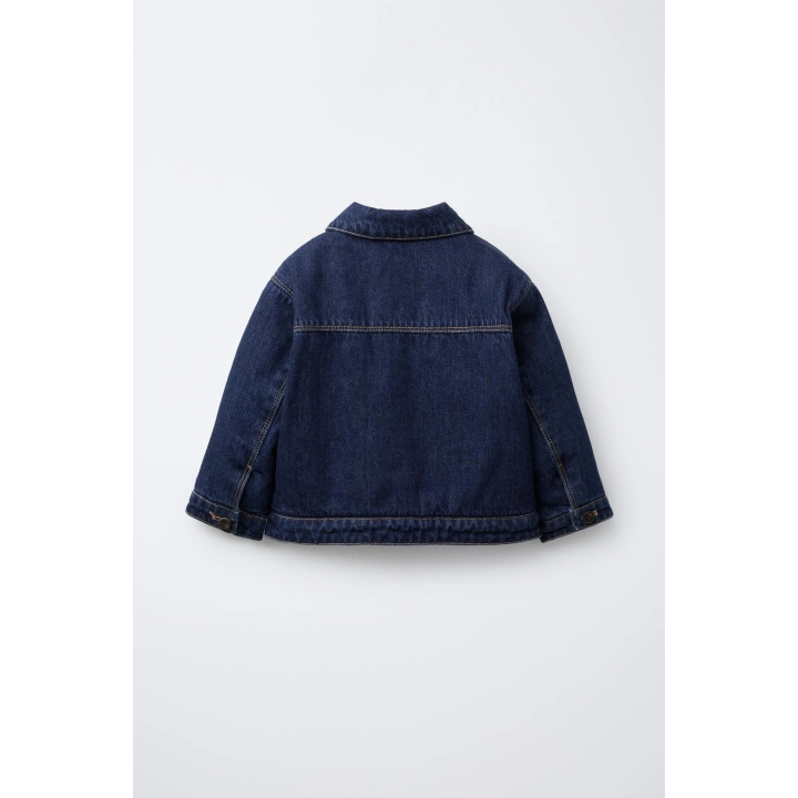 DENIM JACKET WITH FAUX SHEARLING AND EMBROIDERED FLOWERS