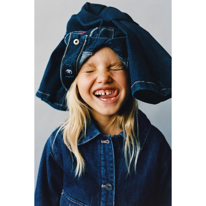 DENIM JACKET WITH FAUX SHEARLING AND EMBROIDERED FLOWERS