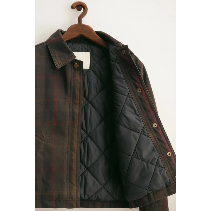 Куртка с клетчатым восковым покрытием zara timeless