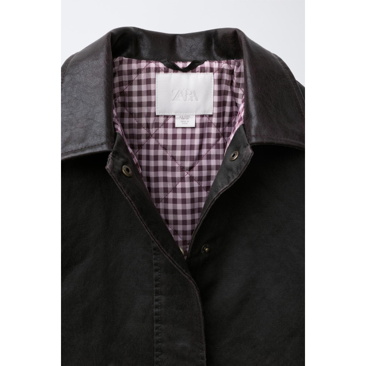 КУРТКА С ВОЩЕНЫМ ПОКРЫТИЕМ И ВОРОТНИКОМ ПОД КОЖУ