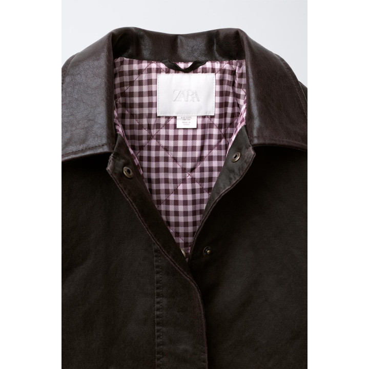 КУРТКА С ВОЩЕНЫМ ПОКРЫТИЕМ И ВОРОТНИКОМ ПОД КОЖУ