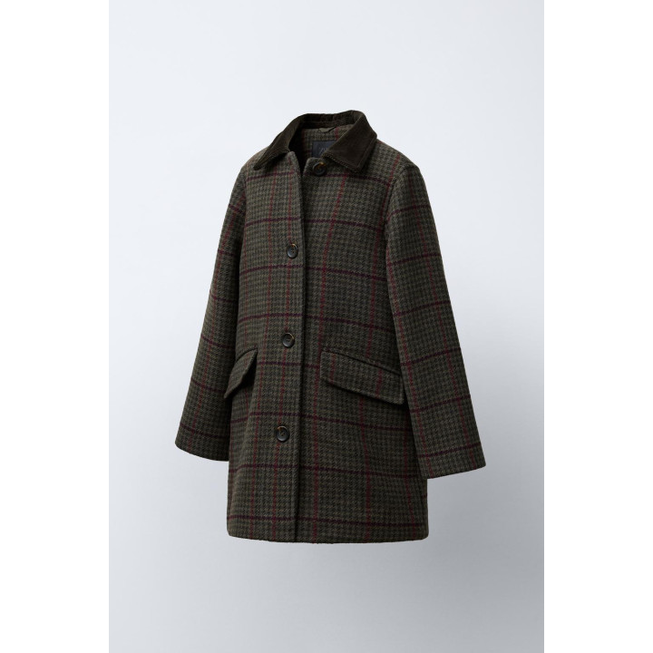 ПАЛЬТО ИЗ ШЕРСТЯНОЙ ТКАНИ В КЛЕТКУ