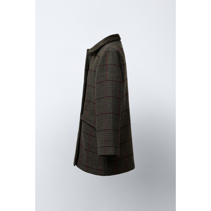 ПАЛЬТО ИЗ ШЕРСТЯНОЙ ТКАНИ В КЛЕТКУ