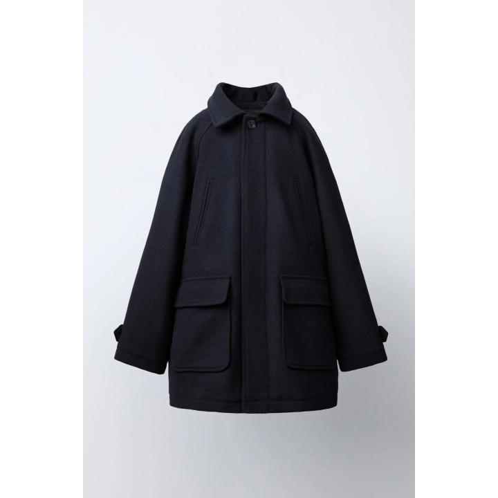 ПАЛЬТО ИЗ СИНТЕТИЧЕСКОЙ ШЕРСТИ С КАПЮШОНОМ