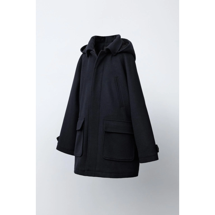 ПАЛЬТО ИЗ СИНТЕТИЧЕСКОЙ ШЕРСТИ С КАПЮШОНОМ