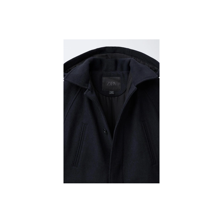 ПАЛЬТО ИЗ СИНТЕТИЧЕСКОЙ ШЕРСТИ С КАПЮШОНОМ