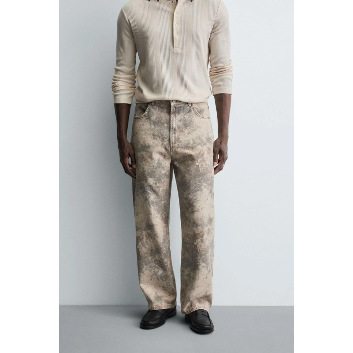 Брюки свободного кроя с абстрактным принтом