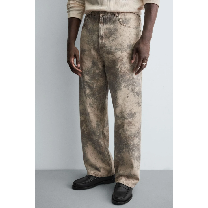 Брюки свободного кроя с абстрактным принтом