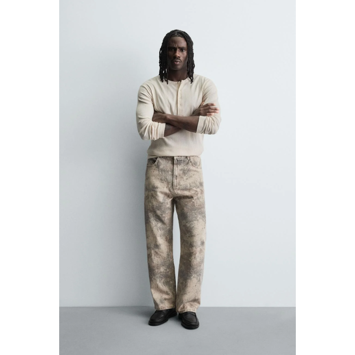 Брюки свободного кроя с абстрактным принтом