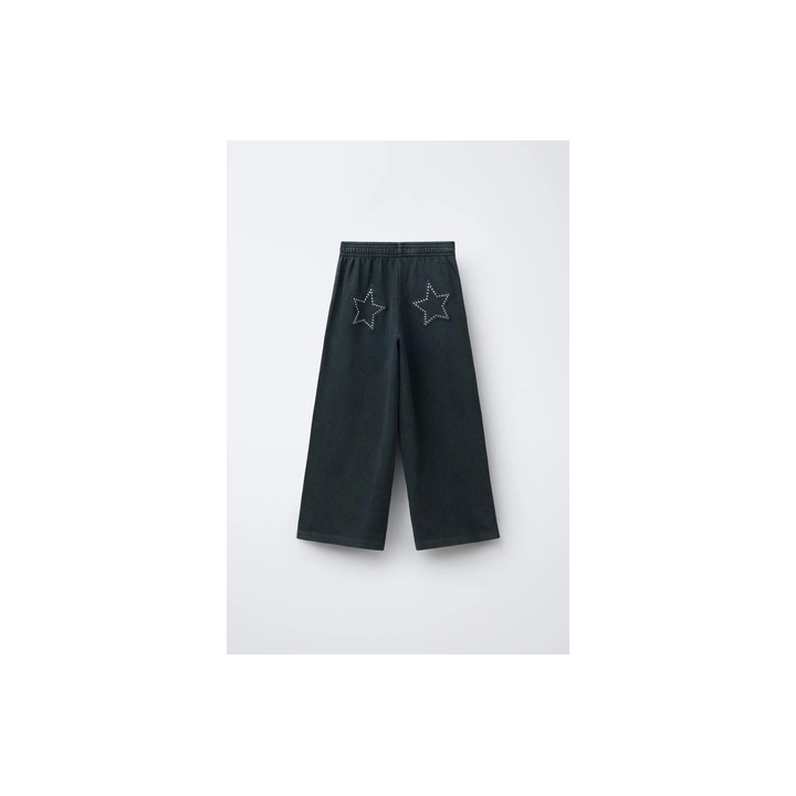 БРЮКИ WIDE LEG С ЭФФЕКТОМ ПОТЕРТОСТИ, ЗВЕЗДАМИ И ЗАКЛЕПКАМИ