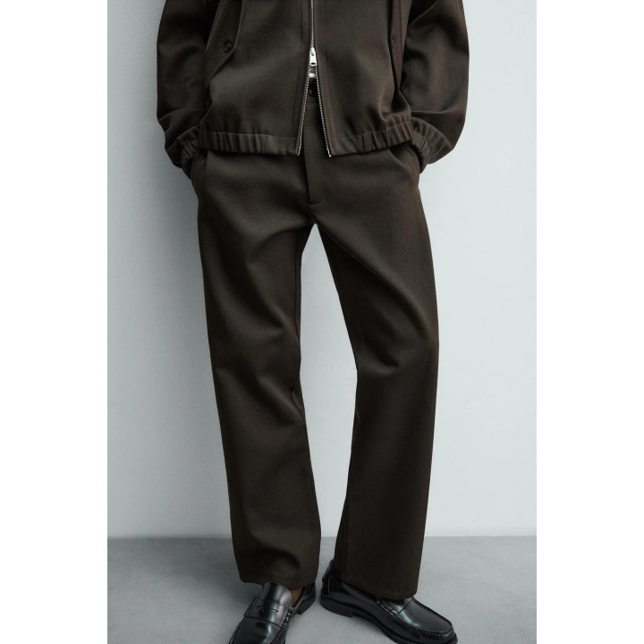 БРЮКИ ИЗ РЕЛЬЕФНОЙ ШЕРСТИ И ХЛОПКА