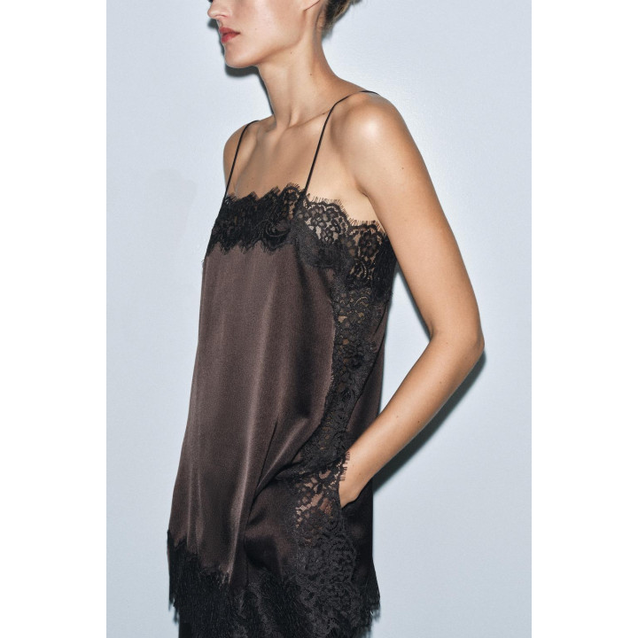 АТЛАСНЫЙ КРУЖЕВНОЙ ТОП — ZW COLLECTION