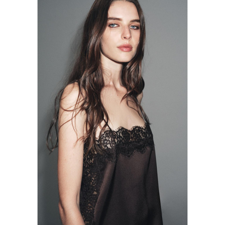 АТЛАСНЫЙ КРУЖЕВНОЙ ТОП — ZW COLLECTION