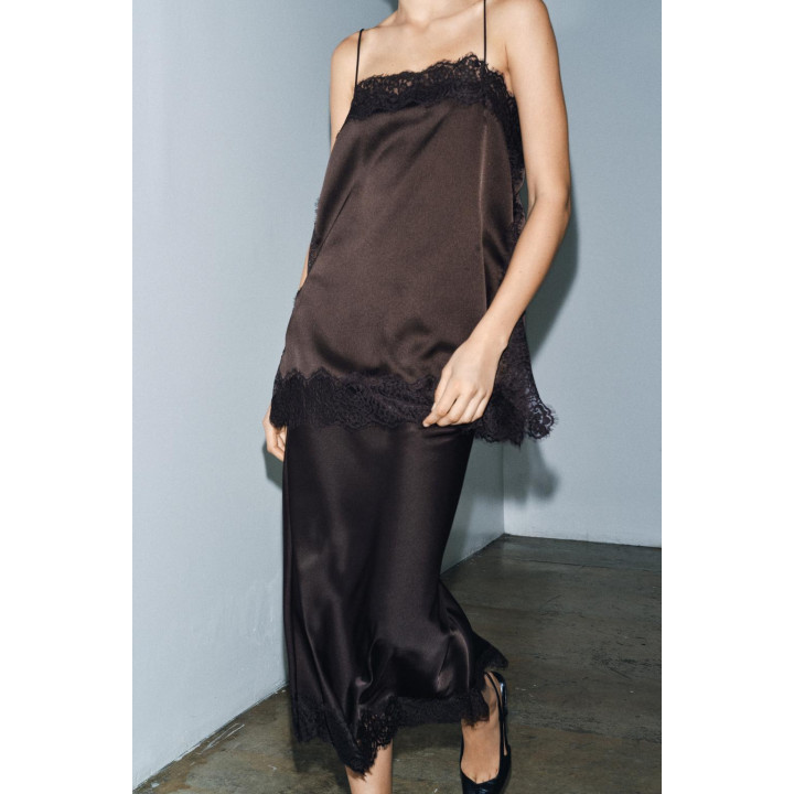 АТЛАСНЫЙ КРУЖЕВНОЙ ТОП — ZW COLLECTION