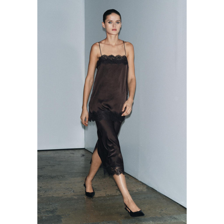 АТЛАСНАЯ ЮБКА С КРУЖЕВОМ — ZW COLLECTION