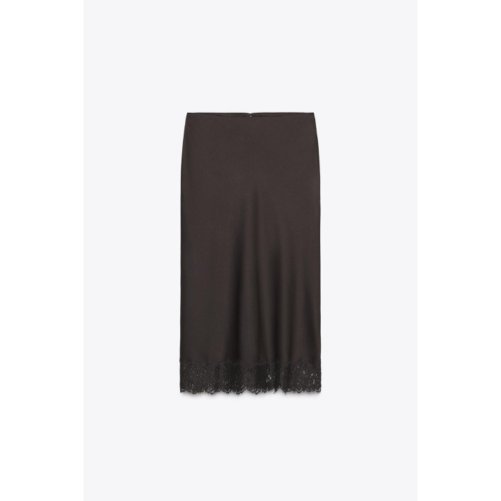 АТЛАСНАЯ ЮБКА С КРУЖЕВОМ — ZW COLLECTION