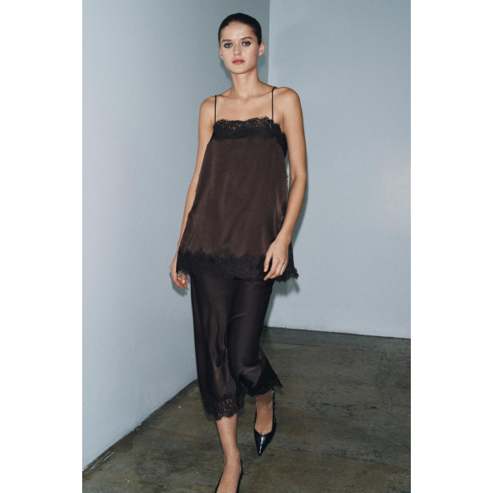 АТЛАСНАЯ ЮБКА С КРУЖЕВОМ — ZW COLLECTION