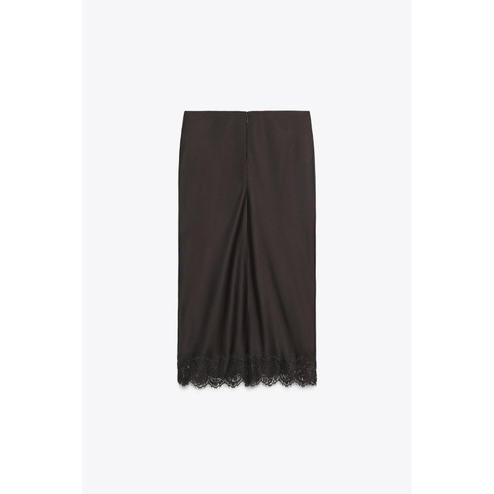 АТЛАСНАЯ ЮБКА С КРУЖЕВОМ — ZW COLLECTION