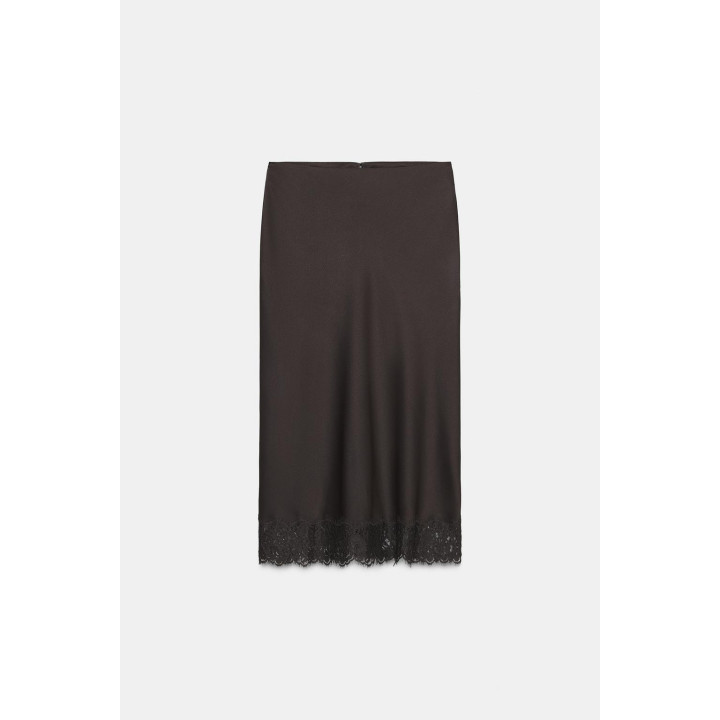 АТЛАСНАЯ ЮБКА С КРУЖЕВОМ — ZW COLLECTION