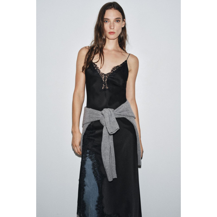 АТЛАСНОЕ ПЛАТЬЕ С КРУЖЕВОМ ZW COLLECTION