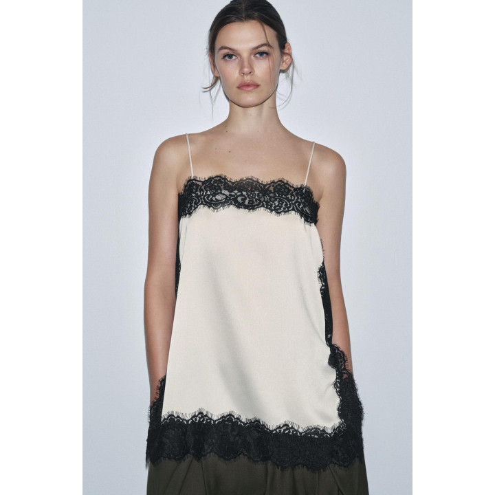 АТЛАСНЫЙ ТОП С КРУЖЕВОМ — ZW COLLECTION