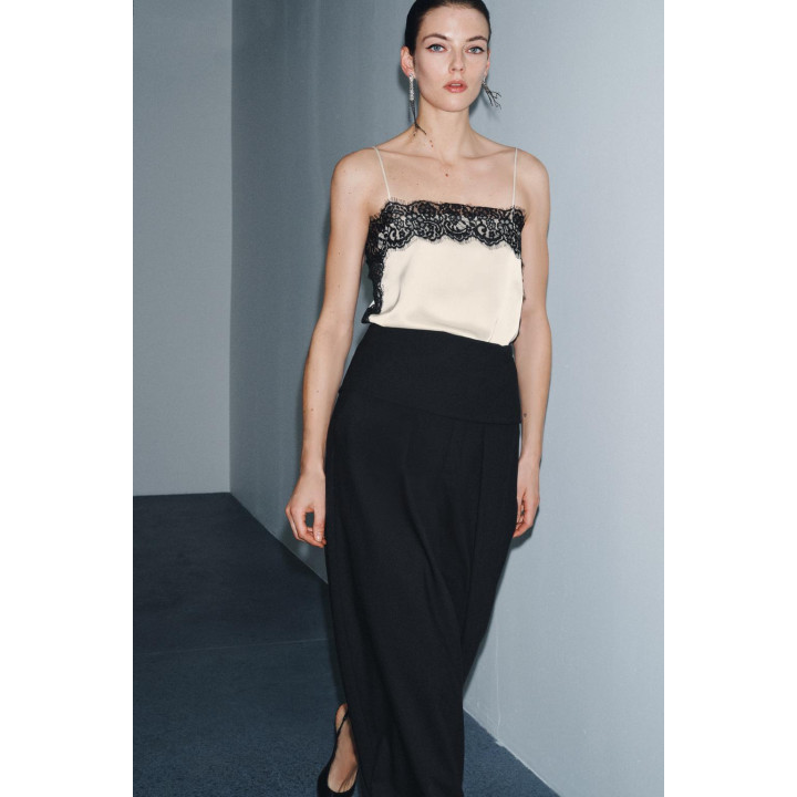 АТЛАСНЫЙ ТОП С КРУЖЕВОМ — ZW COLLECTION