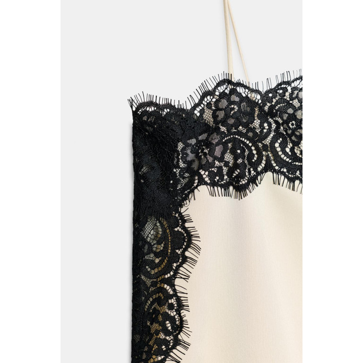 АТЛАСНЫЙ ТОП С КРУЖЕВОМ — ZW COLLECTION