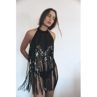 ТОП С ГОРЛОВИНОЙ ХАЛТЕР, ПАЙЕТКАМИ И БАХРОМОЙ