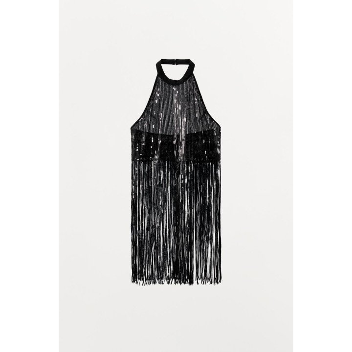 ТОП С ГОРЛОВИНОЙ ХАЛТЕР, ПАЙЕТКАМИ И БАХРОМОЙ