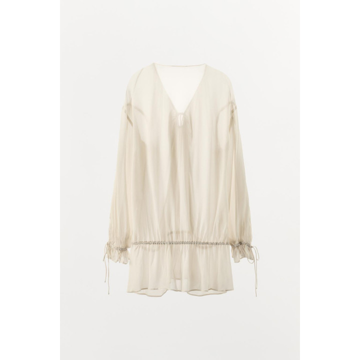 ПОЛУПРОЗРАЧНЫЙ ТОП ИЗ СТРУЯЩЕЙСЯ ТКАНИ