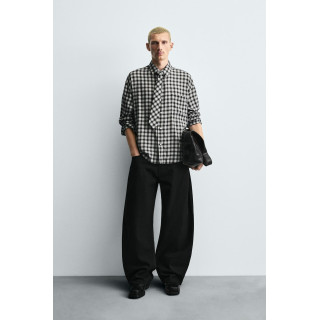 РУБАШКА В КЛЕТКУ С КОМБИНИРОВАННЫМ ГАЛСТУКОМ