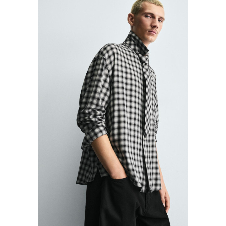 РУБАШКА В КЛЕТКУ С КОМБИНИРОВАННЫМ ГАЛСТУКОМ