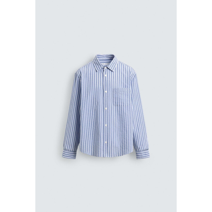 РУБАШКА В ПОЛОСКУ С ЖАТЫМ ЭФФЕКТОМ