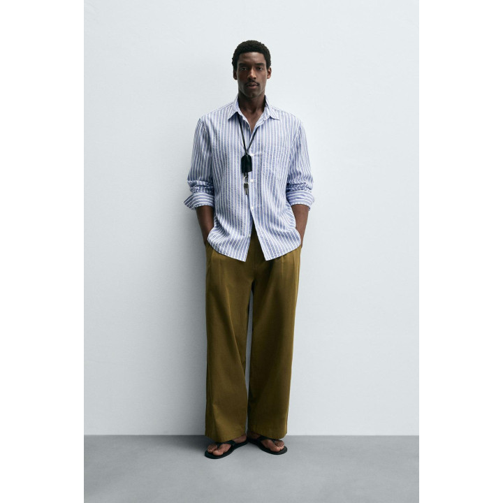 РУБАШКА В ПОЛОСКУ С ЖАТЫМ ЭФФЕКТОМ